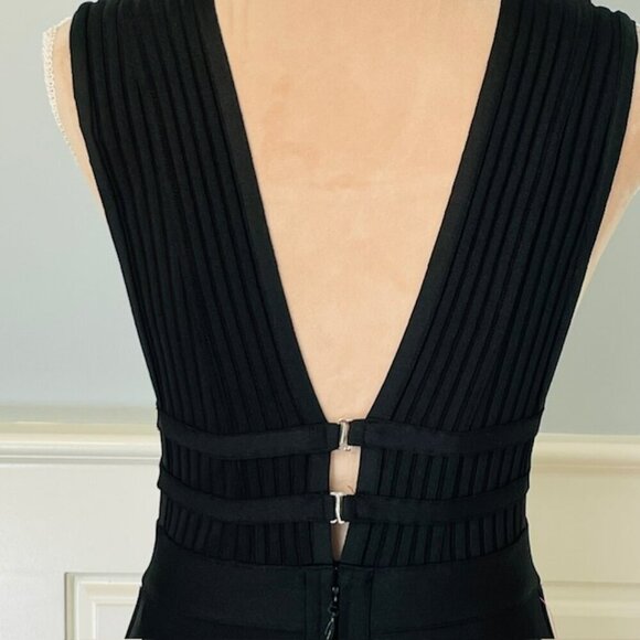 Bebe NWT Caged Cut Out Maxi Gown Plunge Neck Black Sexy Club Party Dress Small - Picture 7 of 11